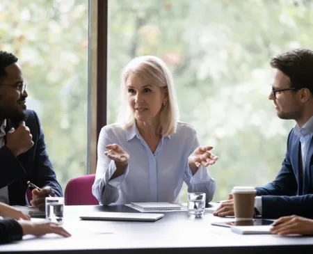 leader in business meeting