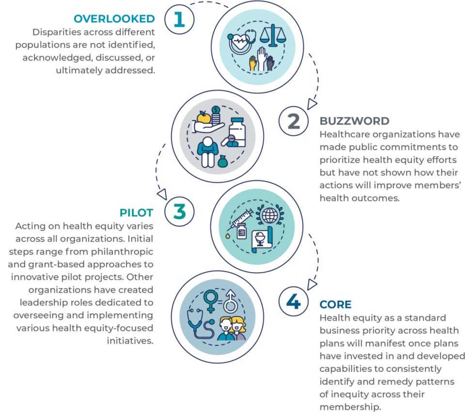 various stages of maturity across the health equity continuum