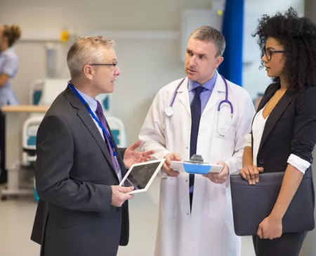 medical coworkers talking